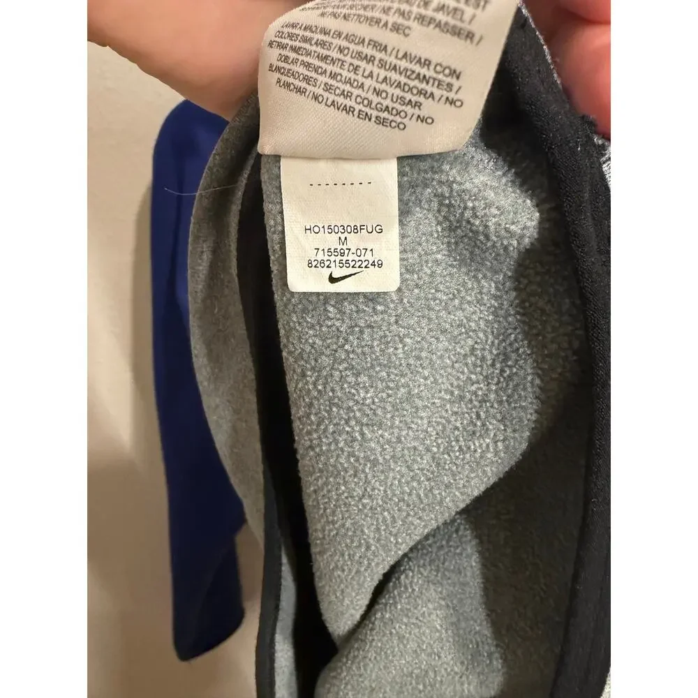 Nike Therma-FIT Gray Blue Raglan Swoosh Hoodie Sweatshirt Mens Size Medium